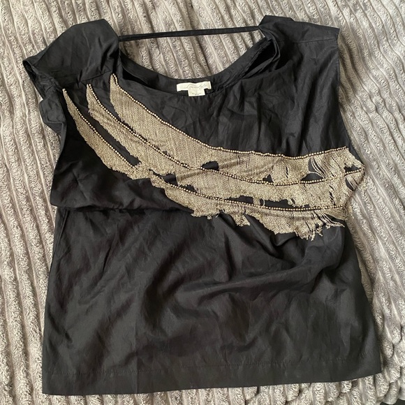 Loomstate Tops - Loomstate black gold fringe top!